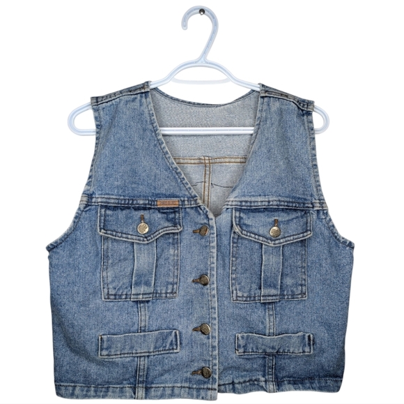 Vintage Harley Davidson Patched Denim 100% Cotton Vest Women's XL (medium) Biker - Picture 1 of 8